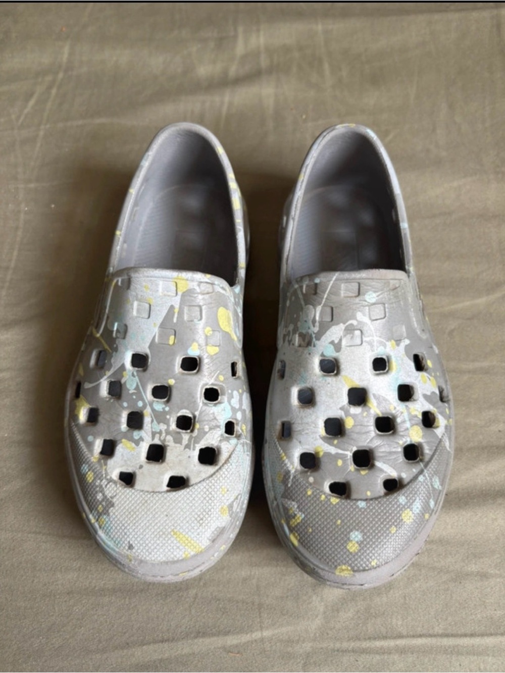 Toddler Grey Slip-On Foam Water Proof Vans Water Shoes with Paint Speckles
